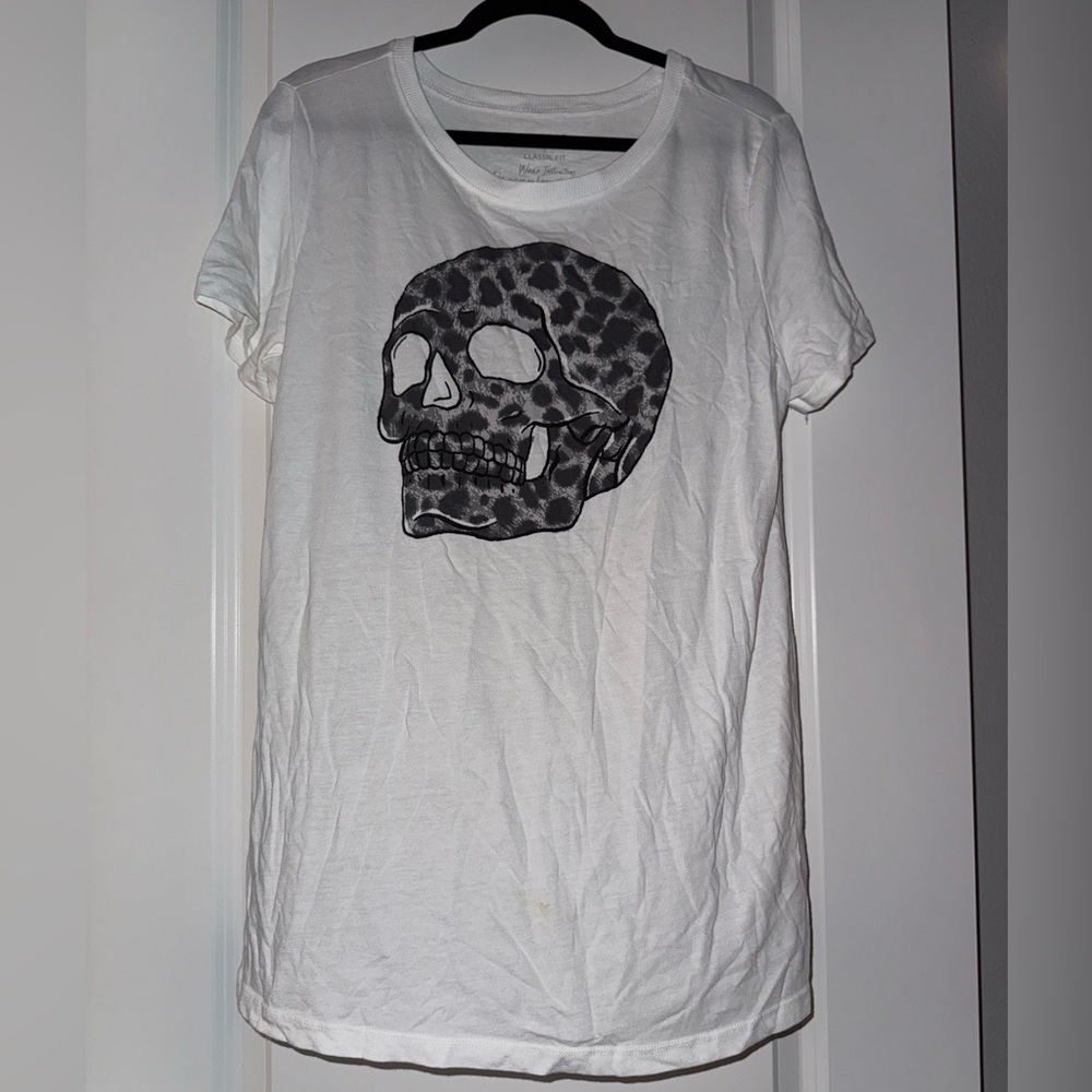 Torrid Plus Size 0 White Leopard Skull Print Short Sleeve Tee